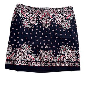 Talbots Navy Red White Paisley Print A-Line Skirt 18WP